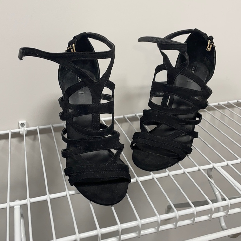 Black strappy heels